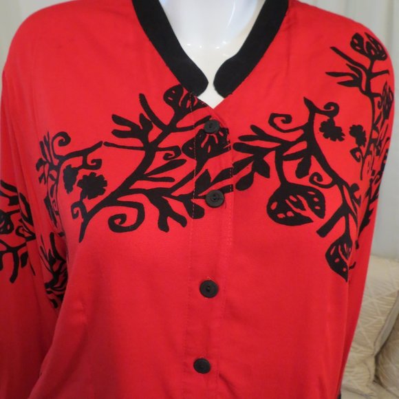 RED THREADS LEISURE PANTS AND TOP ASIAN INSPIRED - Picture 2 of 9